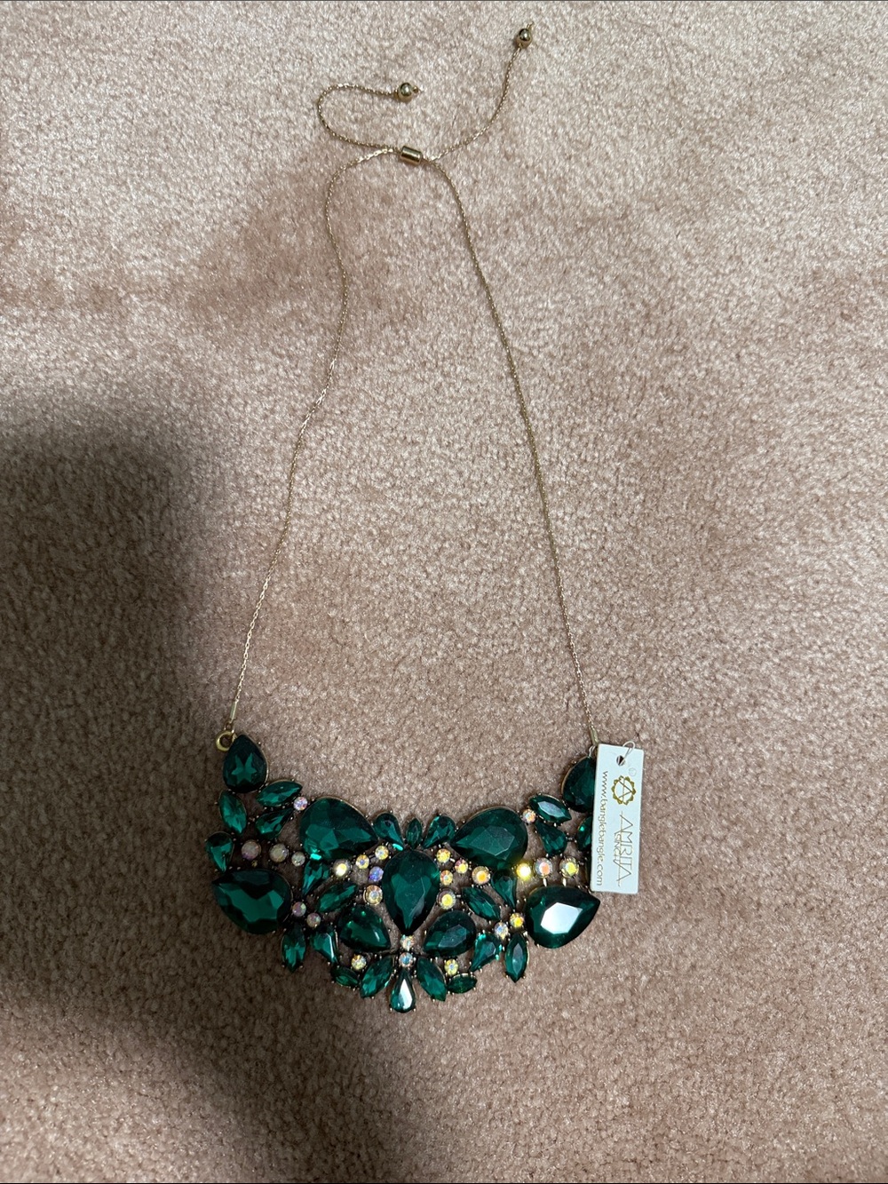 Amrita Singh Emerald Green Crystal Statement Necklace